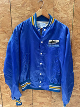 Vintage 80s Buctril Herbicide Satin Baseball Jacket Blue Gold Mens Size Large